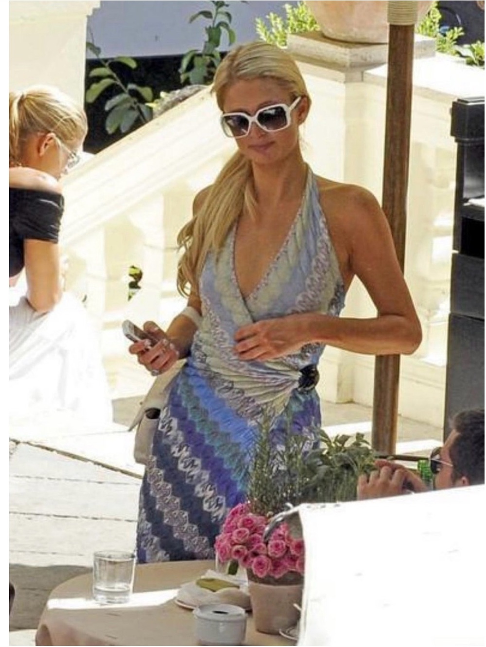 Missoni Halter Mini Wrap Dress in Lavender and Blue